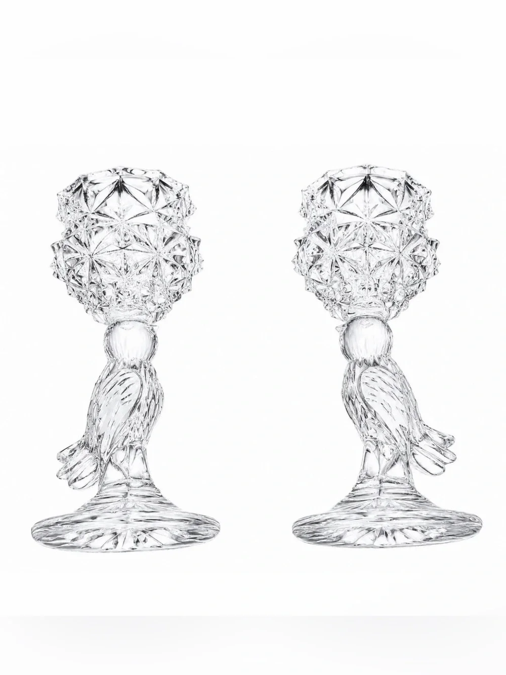 Vintage Hofbauer Crystal Byrdes Collection Bird Candlestick Holders Germany Set2